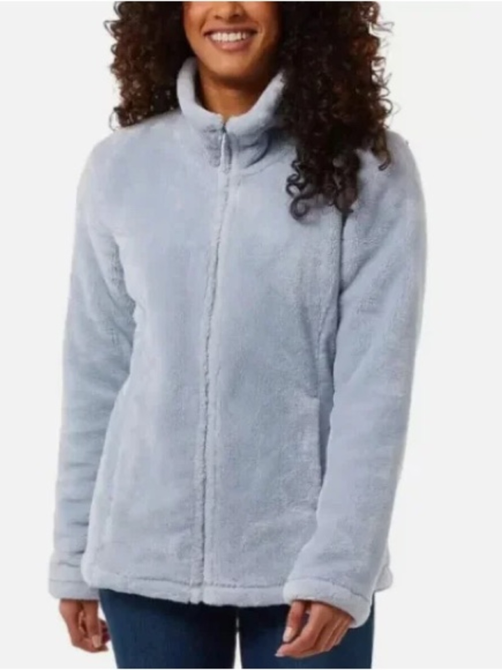 32 Degrees Light Blue Plush Full-Zip Teddy Jacket